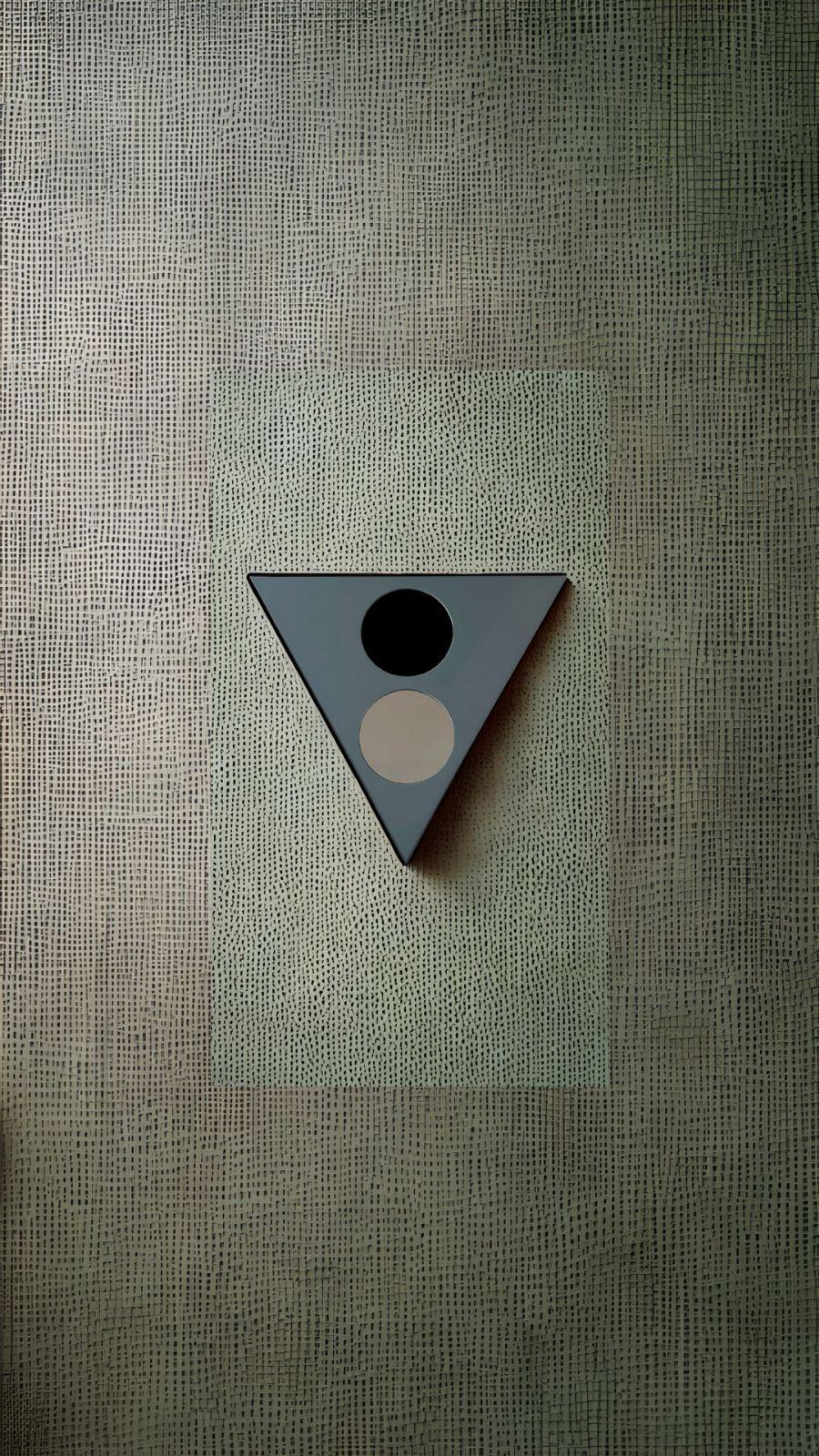 Modern Triangular Mirror 'Amore E Psiche', Iron Mirror Colored Grey-Blue For Sale 1
