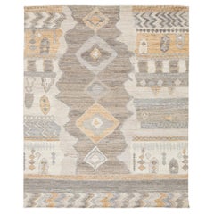 Modern Tribal Echoes: Hand-Knotted Moroccan Style Wool Rug