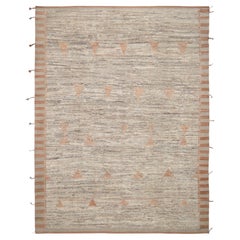 Modern Tribal-inspired Geometric Pattern Earthy Neutral Wool Rug 10'5''x13'6''