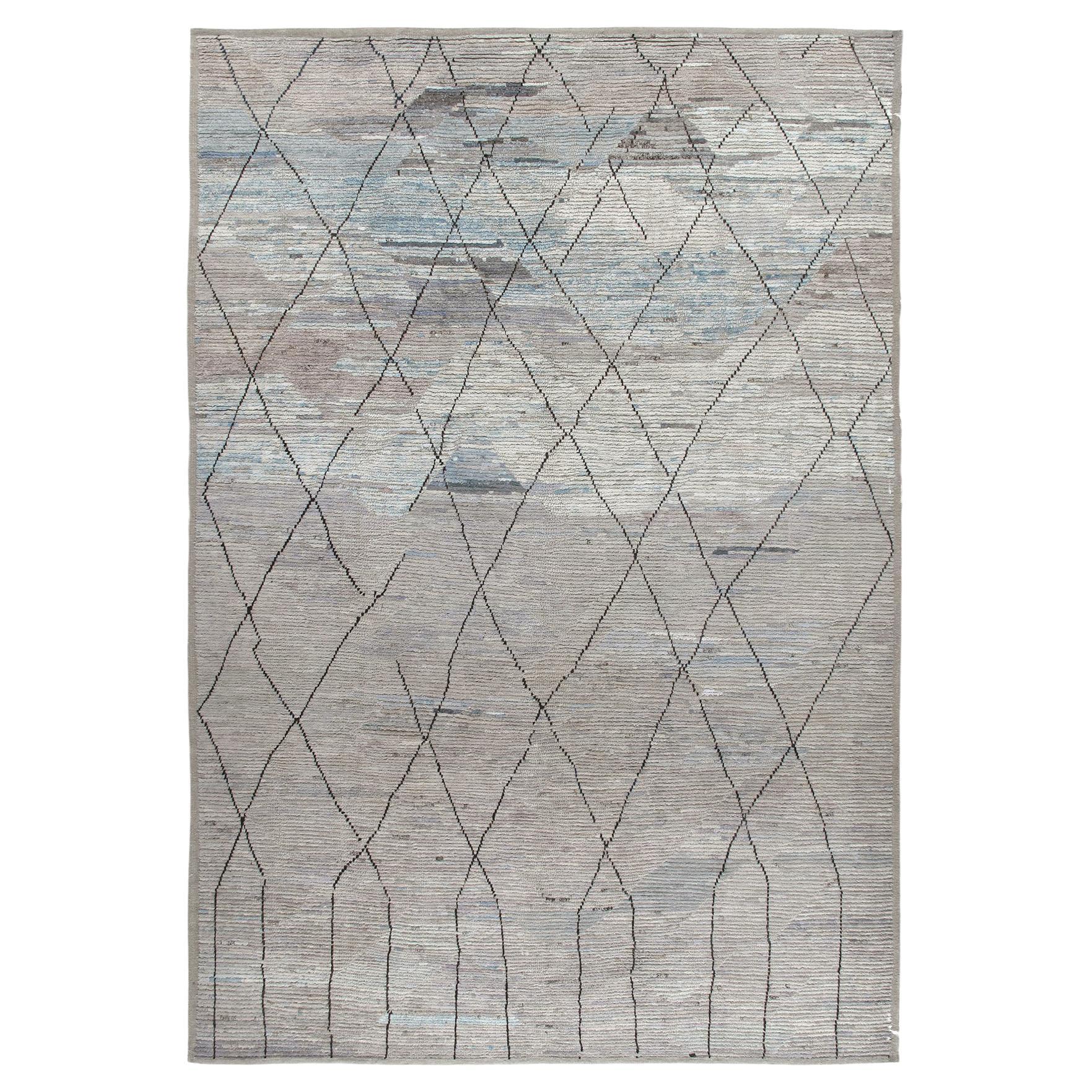 Modern Tribal Moroccan Style Geometric Rug For Sale