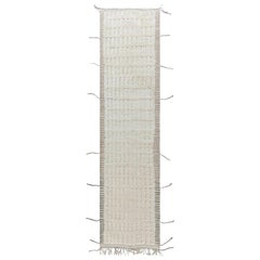 Modern Tribal Moroccan Wool Runner with Kilim and Tassels by Doris Leslie Blau