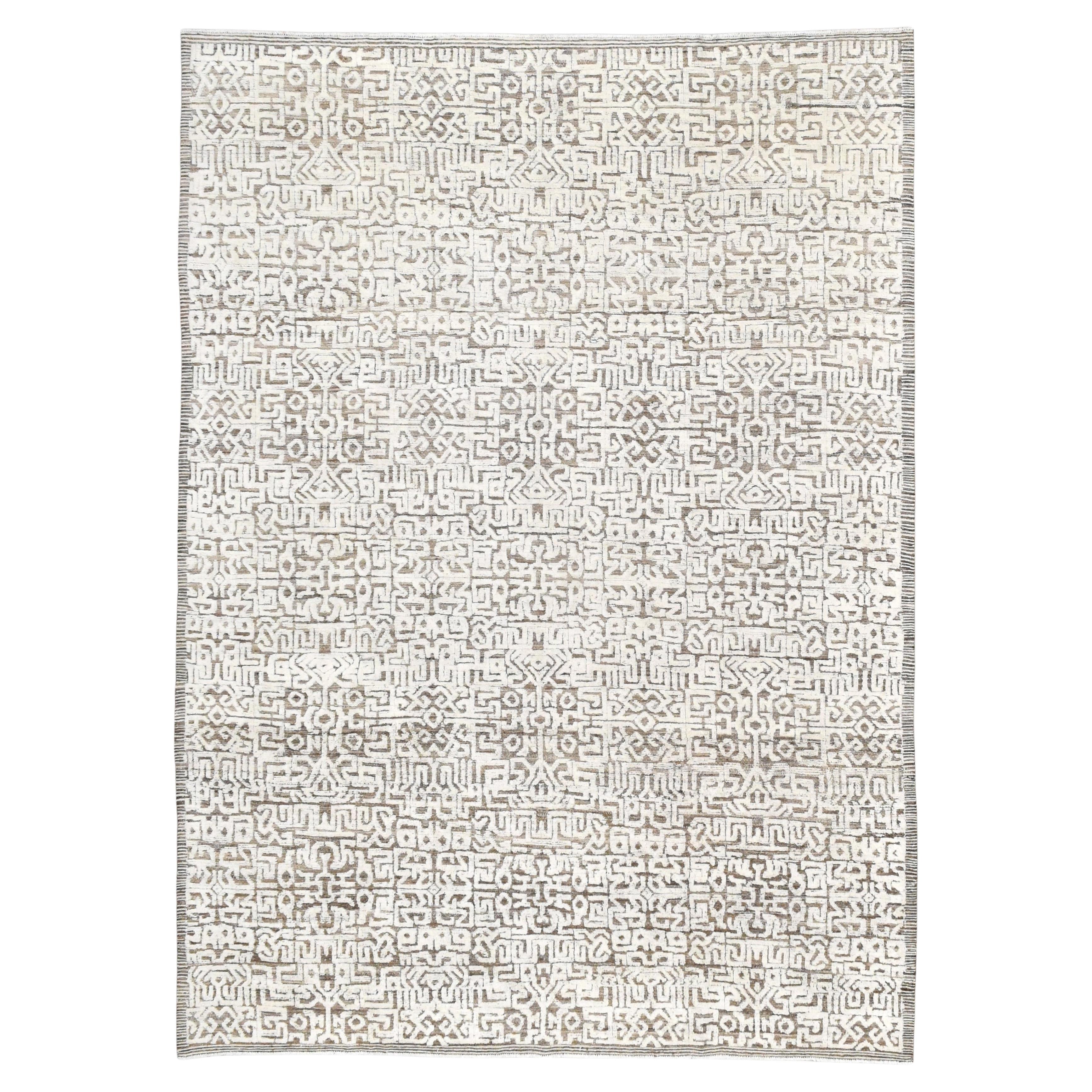 Modern Tribal Natural Wool Rug 8'9''x12'1''