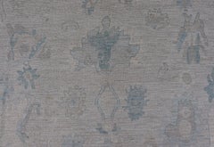 Keivan Woven Arts Modern Oushak With Light Silver-Gray 9' x 12'