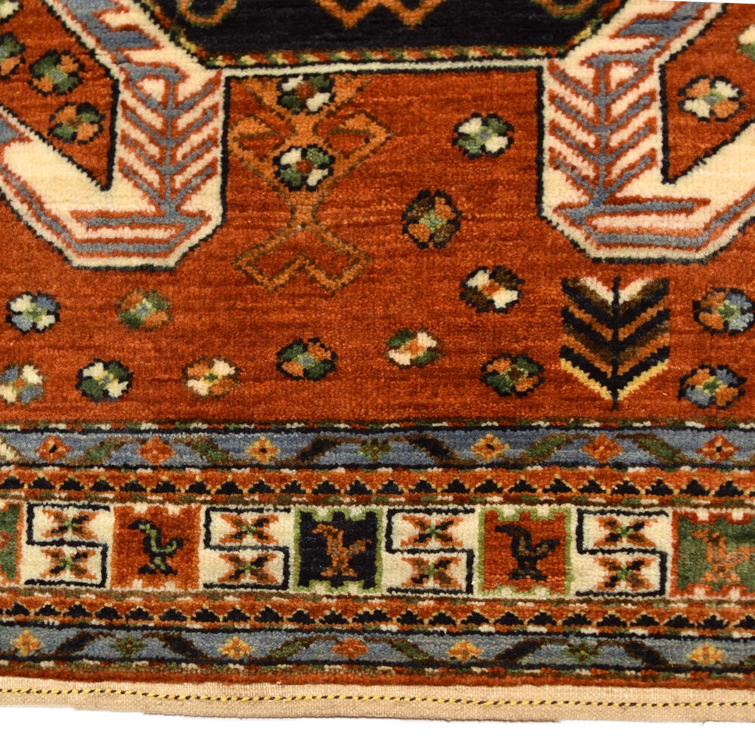 Caucasian Wool Tribal Revival Rug, Modern, 3' x 5' In New Condition For Sale In New York, NY