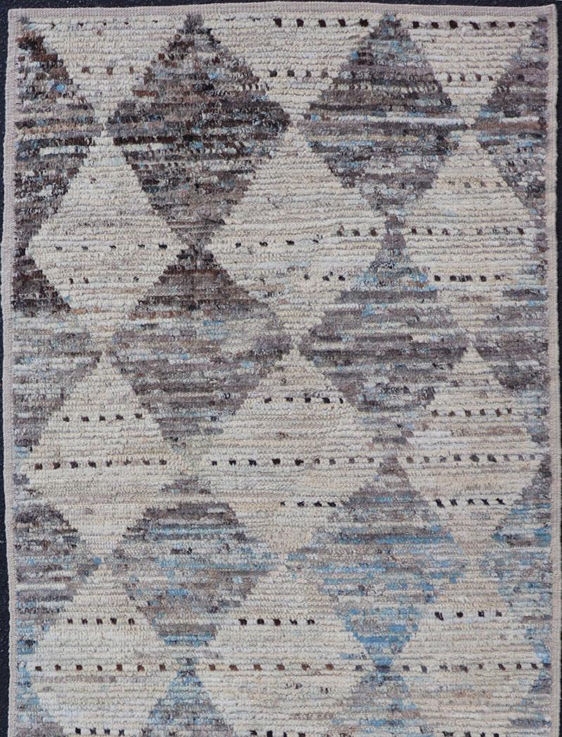 Noué à la main Moderns Runner by Keivan Woven Arts With Diamond Design 3'1