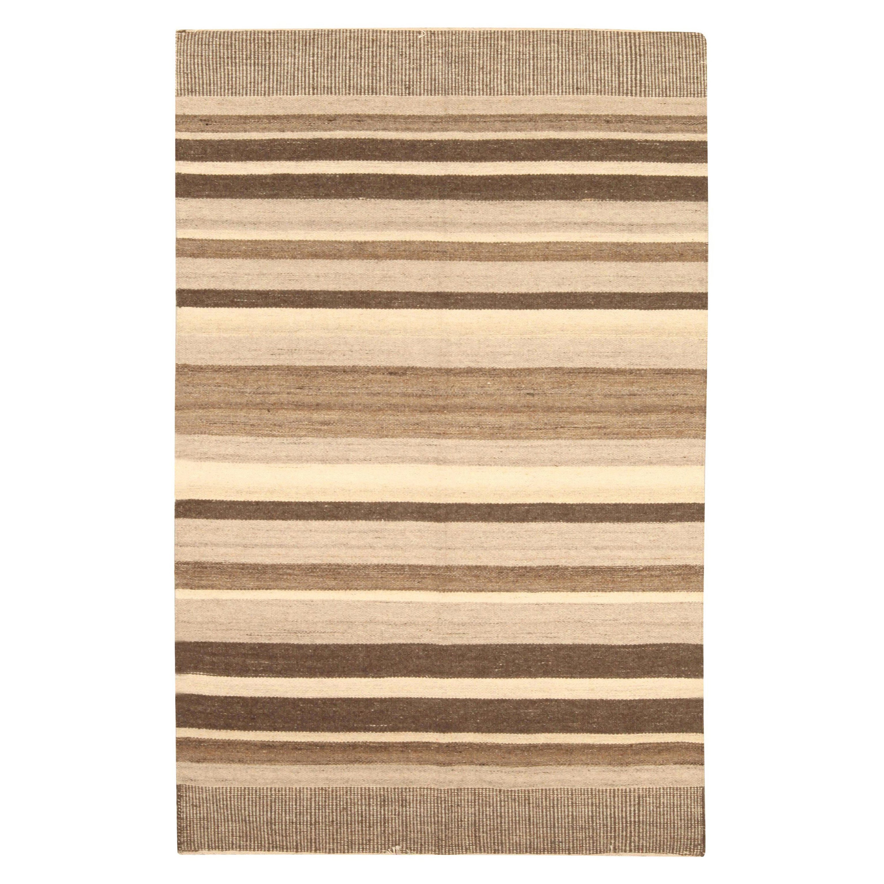 Modern Tribal Tulu Nadu Style Striped Handmade Wool Rug by Doris Leslie Blau