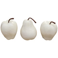 Modern Trio of Over-Sized Fruit in White