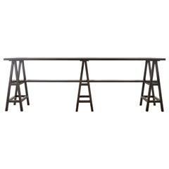 Modern Triple Pedestal Sawhorse Console Table or Bar