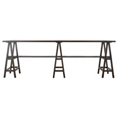 Modern Triple Pedestal Sawhorse Console Table or Bar