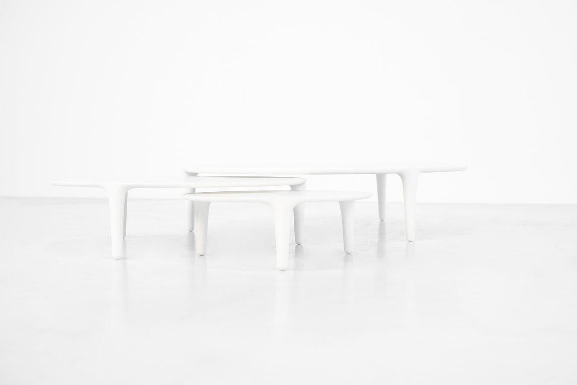 Modern tripod nesting tables by Wolfgang Bregentzer, Belgium In Excellent Condition For Sale In Brussels , BE