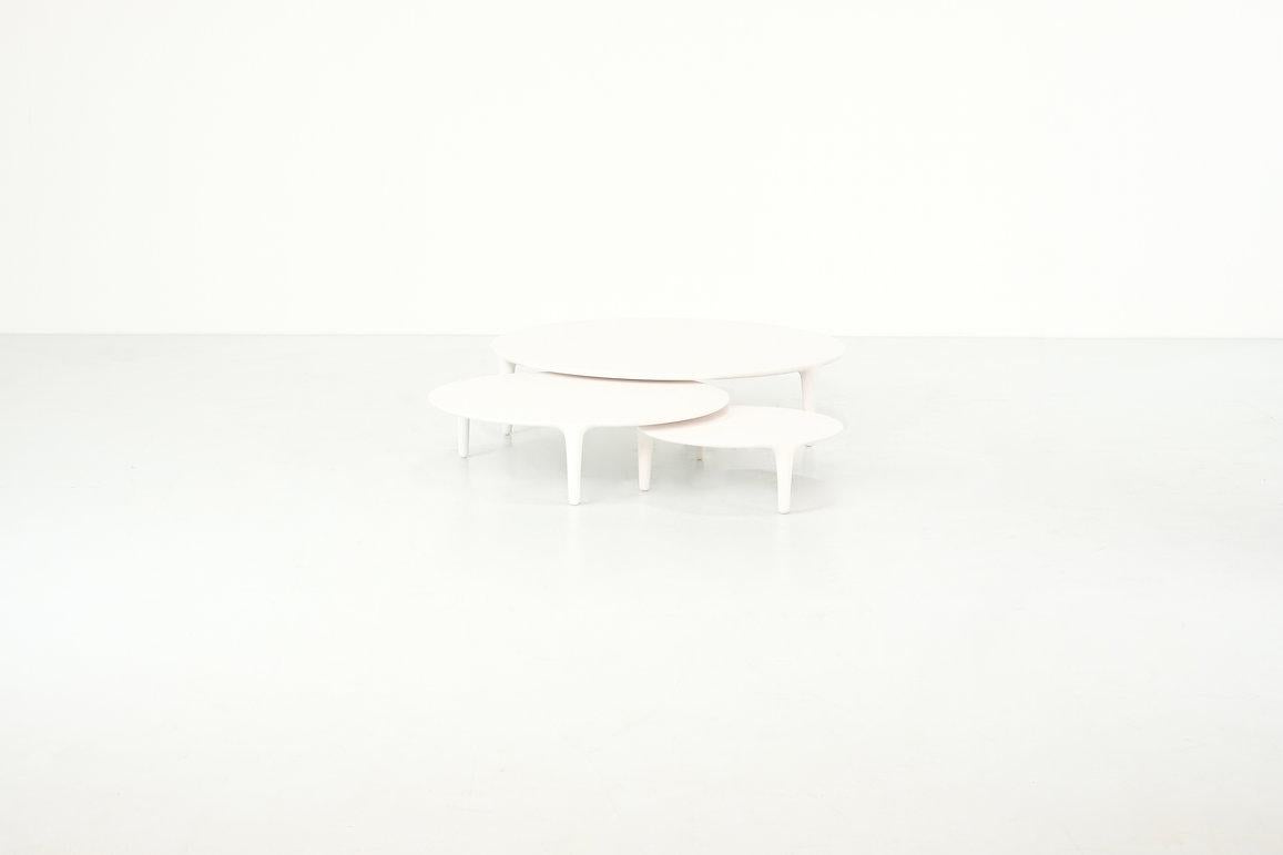 Resin Modern tripod nesting tables by Wolfgang Bregentzer, Belgium For Sale