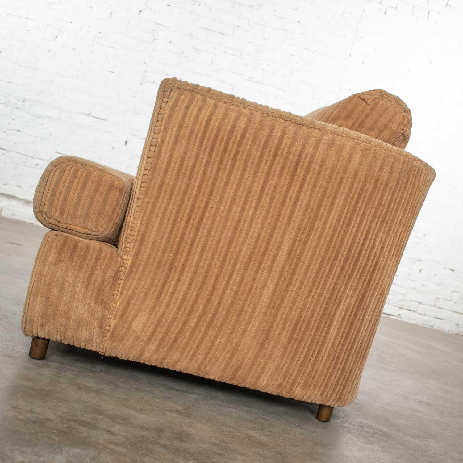 Mid-Century Modern Modern Tub Lounge Chair Camel Colored Wide Wale Corduroy Style Harvey Probber