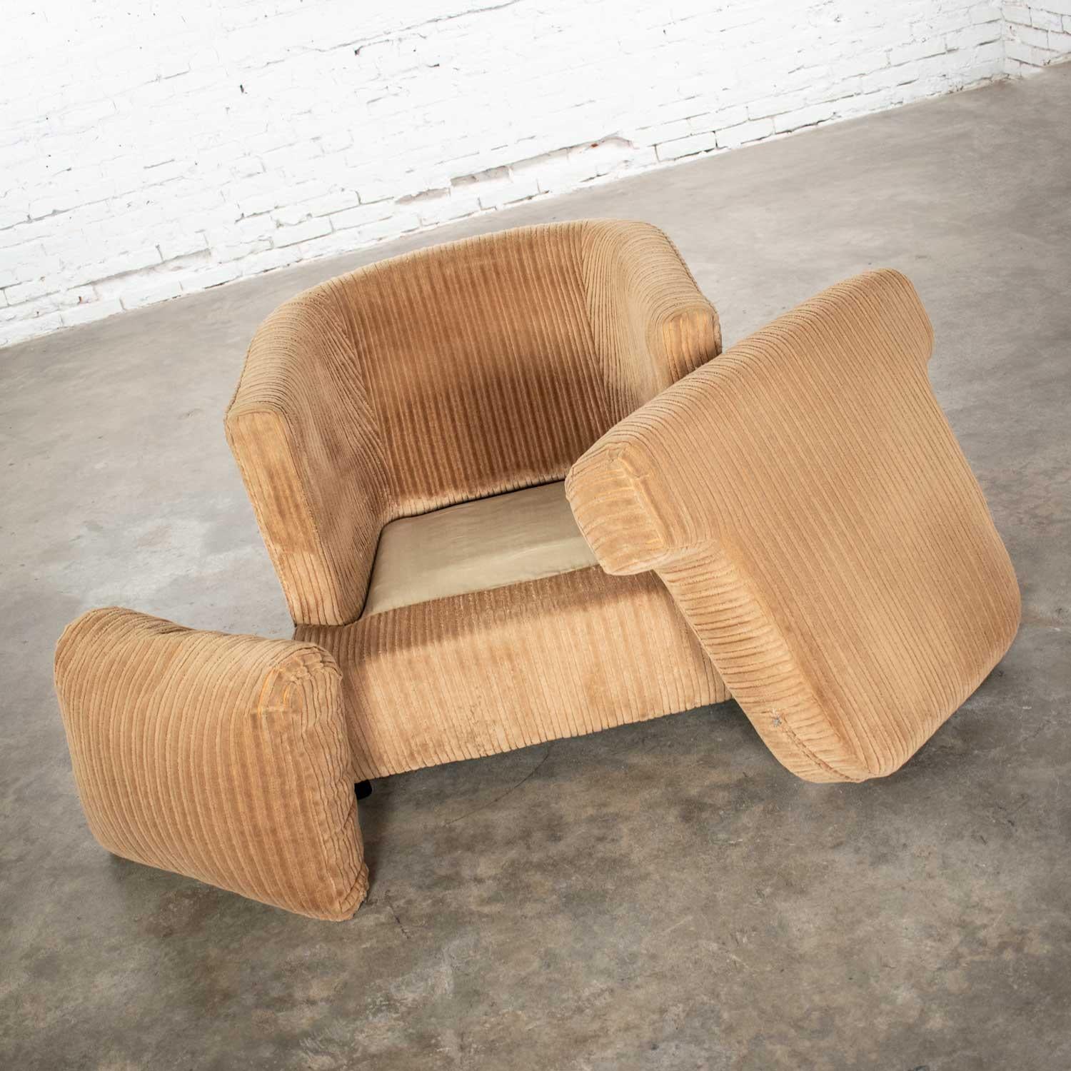 Unknown Modern Tub Lounge Chair Camel Colored Wide Wale Corduroy Style Harvey Probber