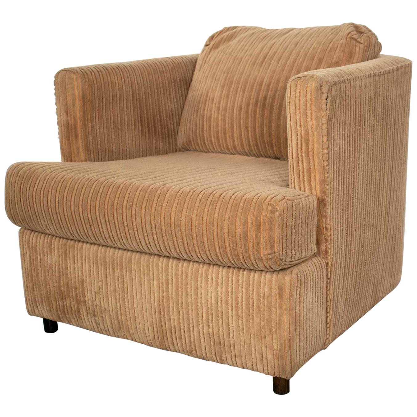 Modern Tub Lounge Chair Camel Colored Wide Wale Corduroy Style Harvey Probber
