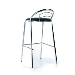 Modern Tubular Chrome Bar Stools with Black Seats
