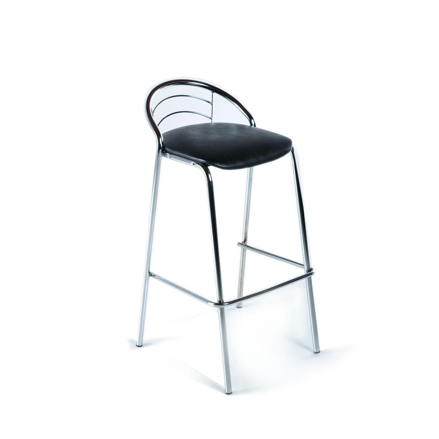 black and chrome bar stools
