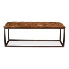 Modern Tufted Leather Bench