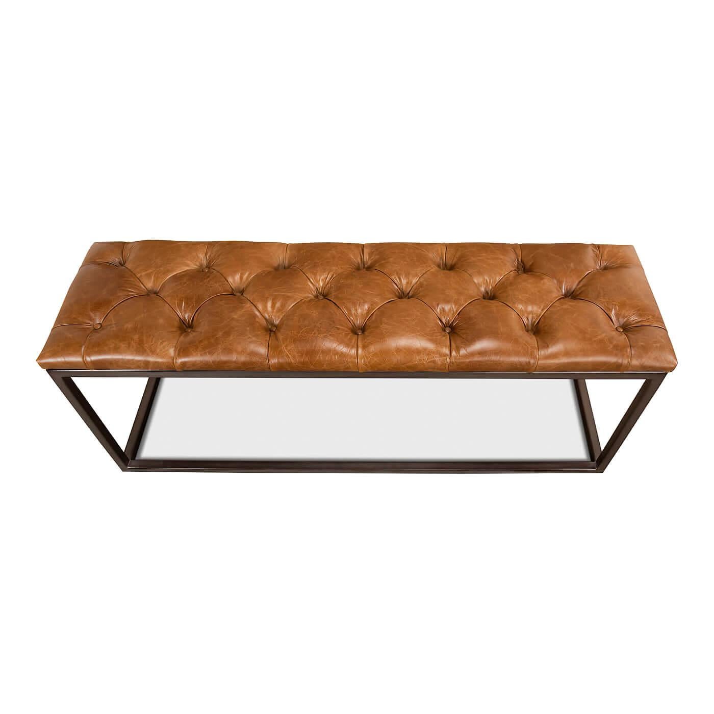 tufted leather bench cushion