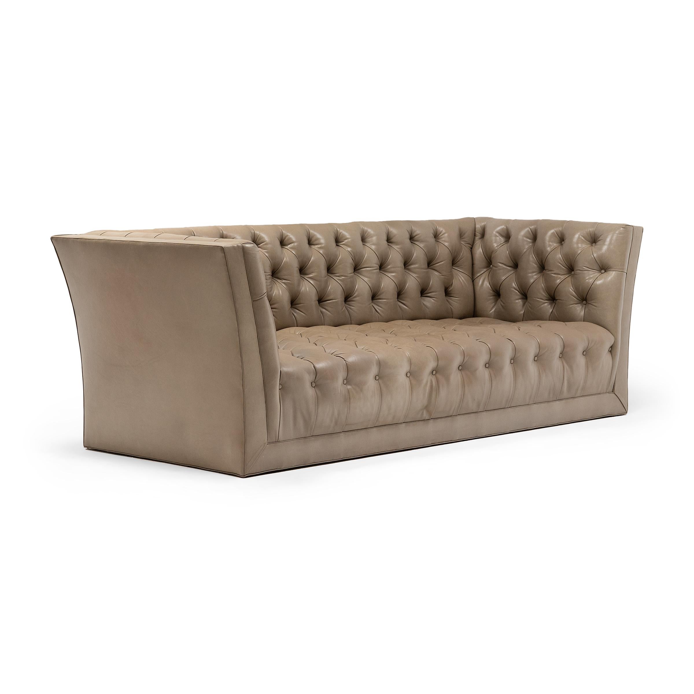 American Modern Tufted Leather Sofa For Sale