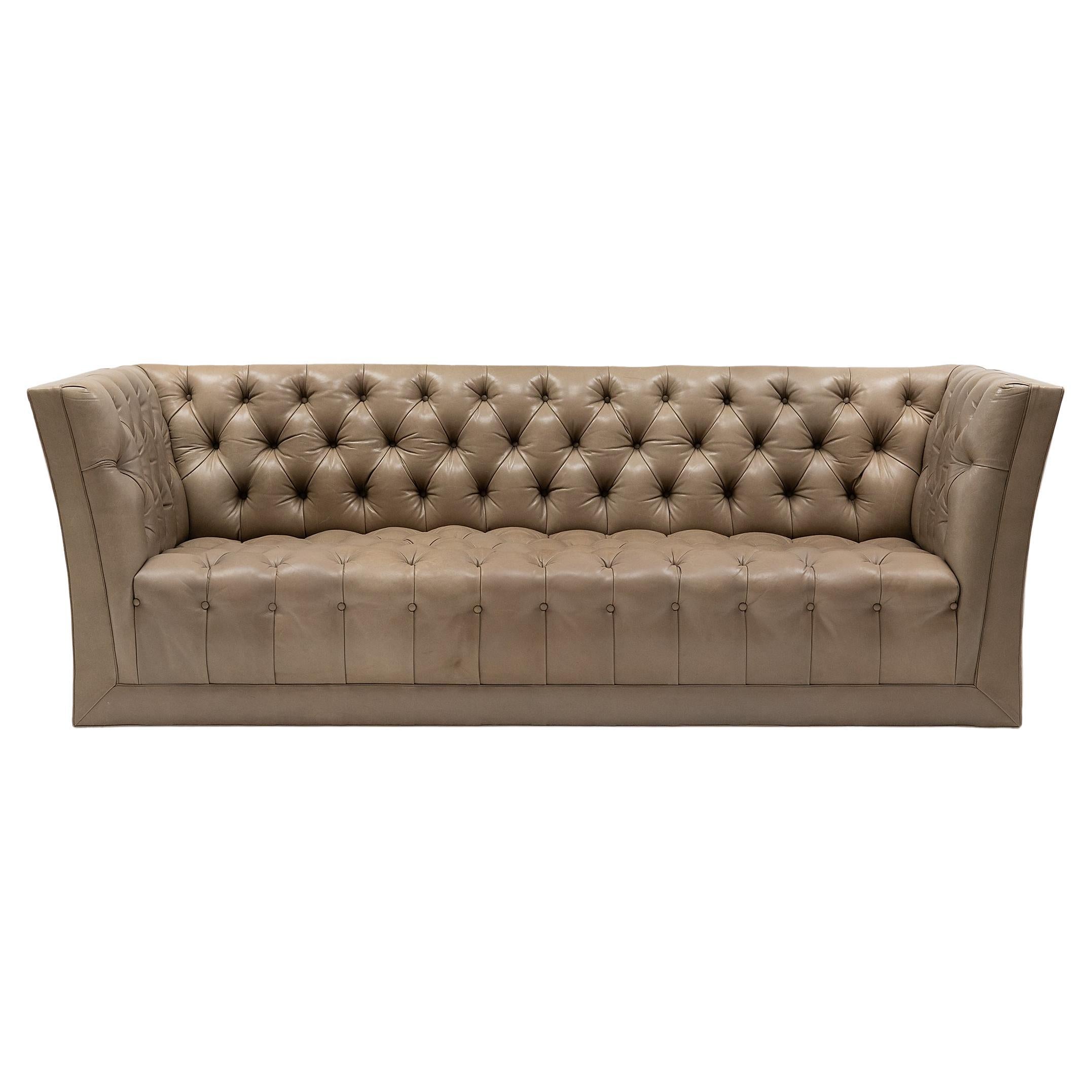 Modern Tufted Leather Sofa For Sale
