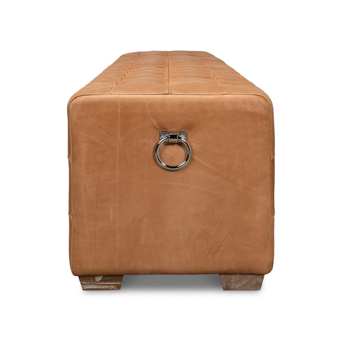 Modern Tufted Leather Upholstered Bench im Angebot 3