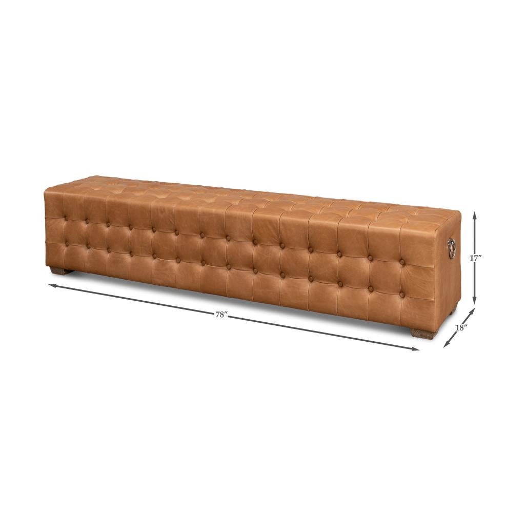 Modern Tufted Leather Upholstered Bench For Sale 6