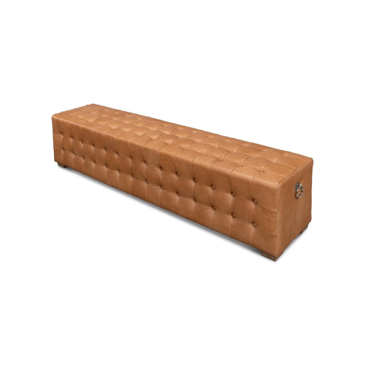 Modern Tufted Leather Upholstered Bench (Asiatisch) im Angebot