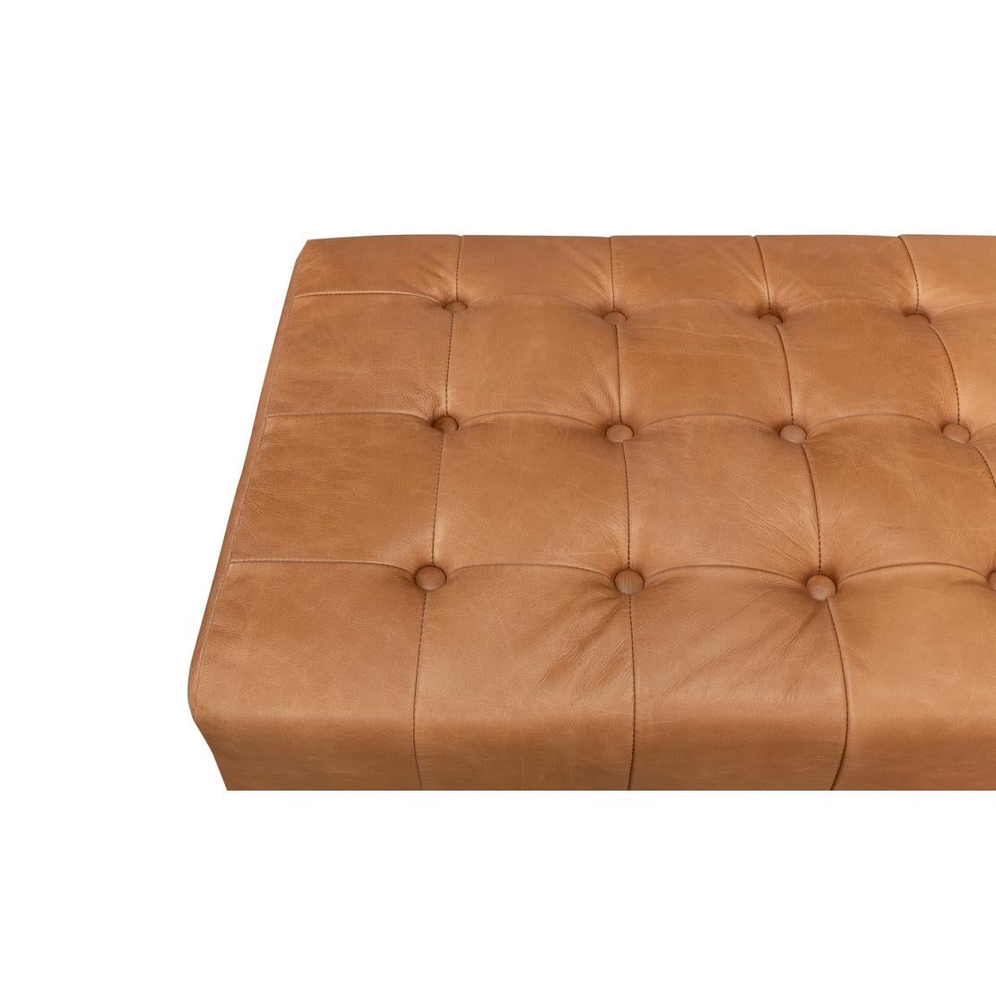 Modern Tufted Leather Upholstered Bench For Sale 3