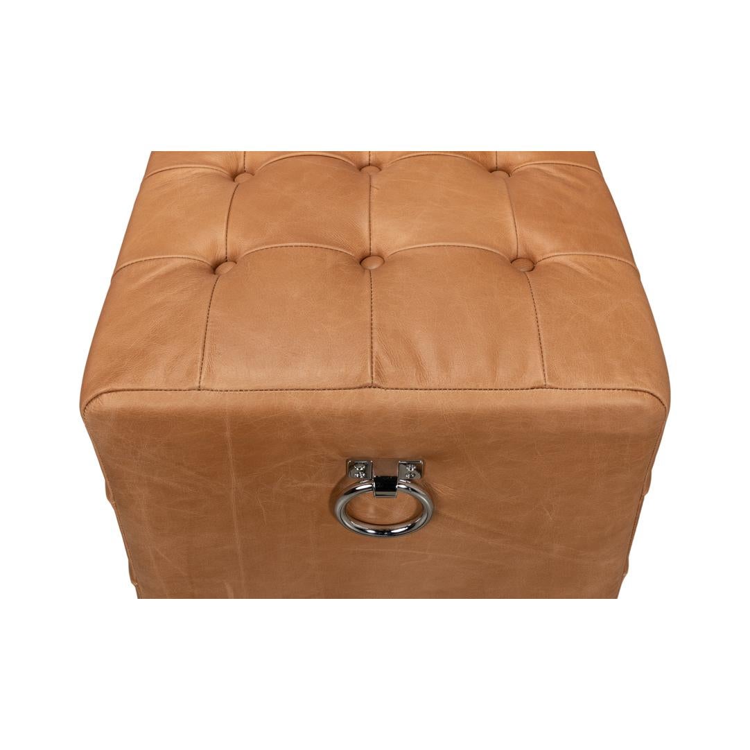 Modern Tufted Leather Upholstered Bench For Sale 4
