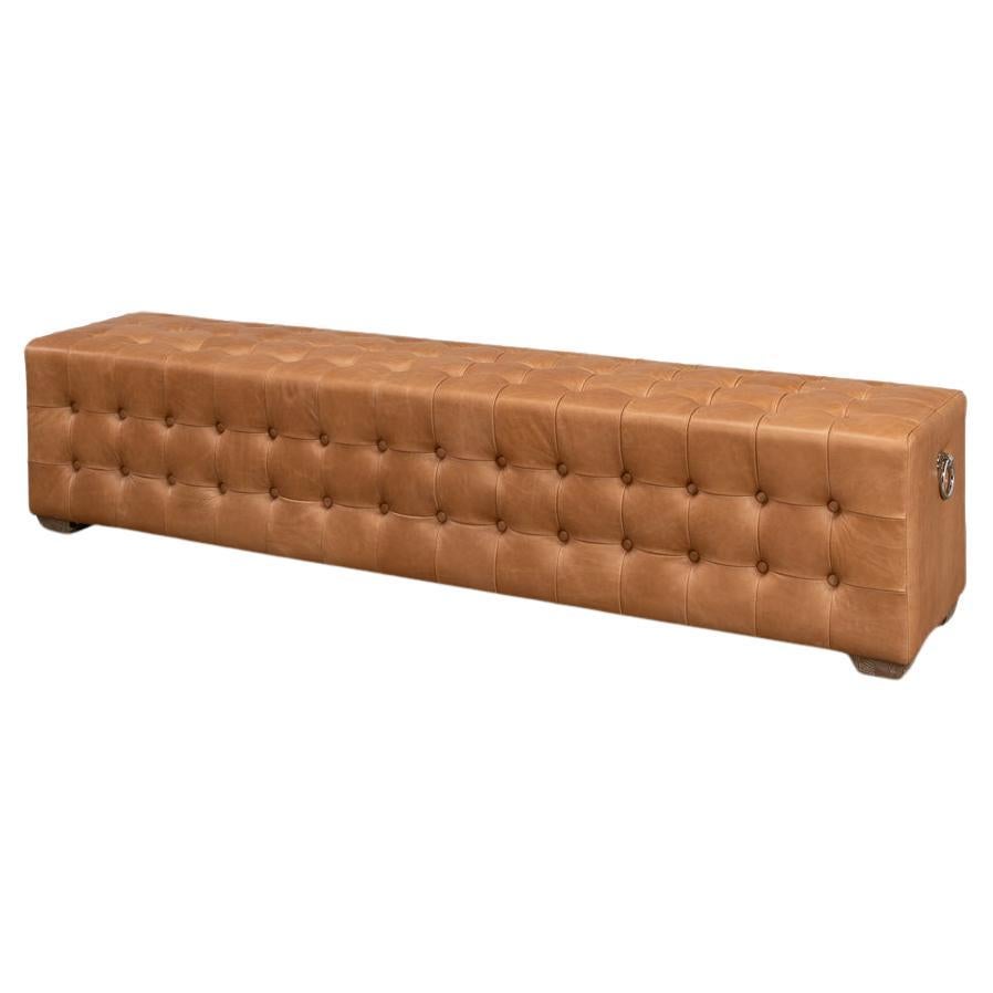 Modern Tufted Leather Upholstered Bench im Angebot