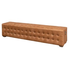Panca imbottita in pelle moderna con inserti in legno
