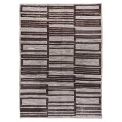 Modern Tulu Carpet, Gray and Brown Accents
