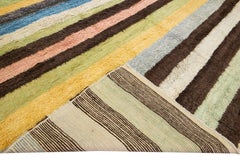 Modern Tulu Handmade Striped Pattern Multicolor Wool Rug