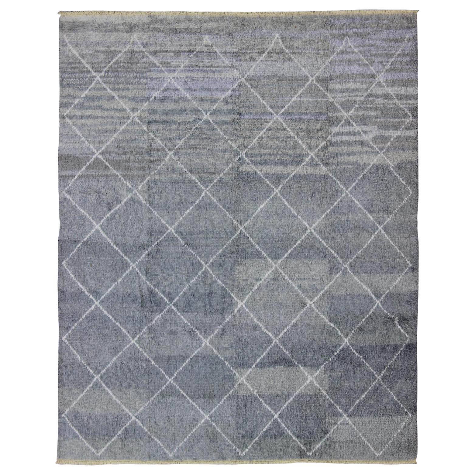 Modern Tulu-Moroccan Rug with All-Over Lattice Design For Sale