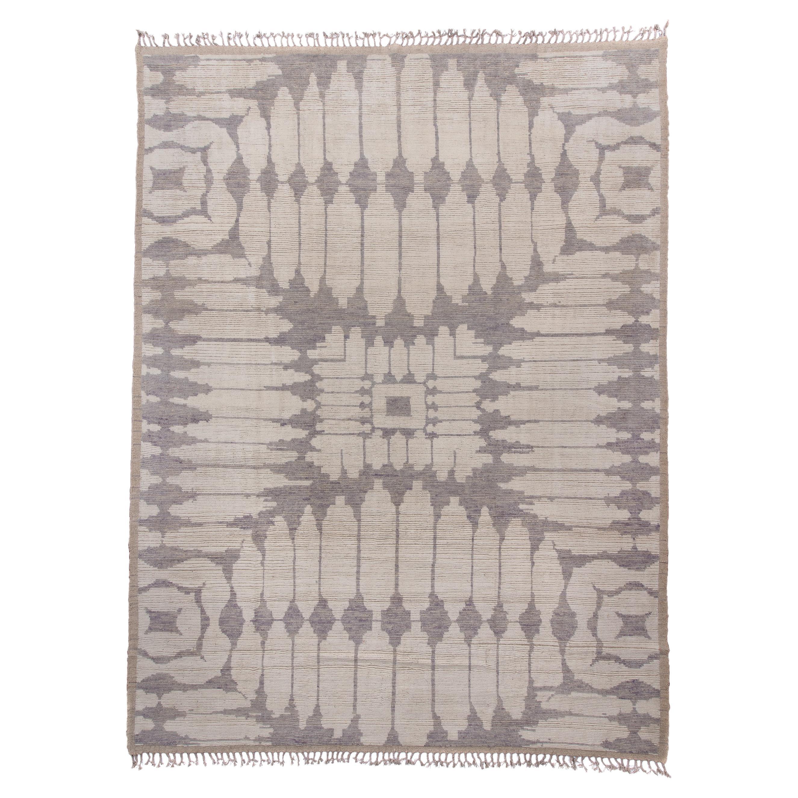 Modern Tulu with Square Center and Beige and Brown Colors For Sale