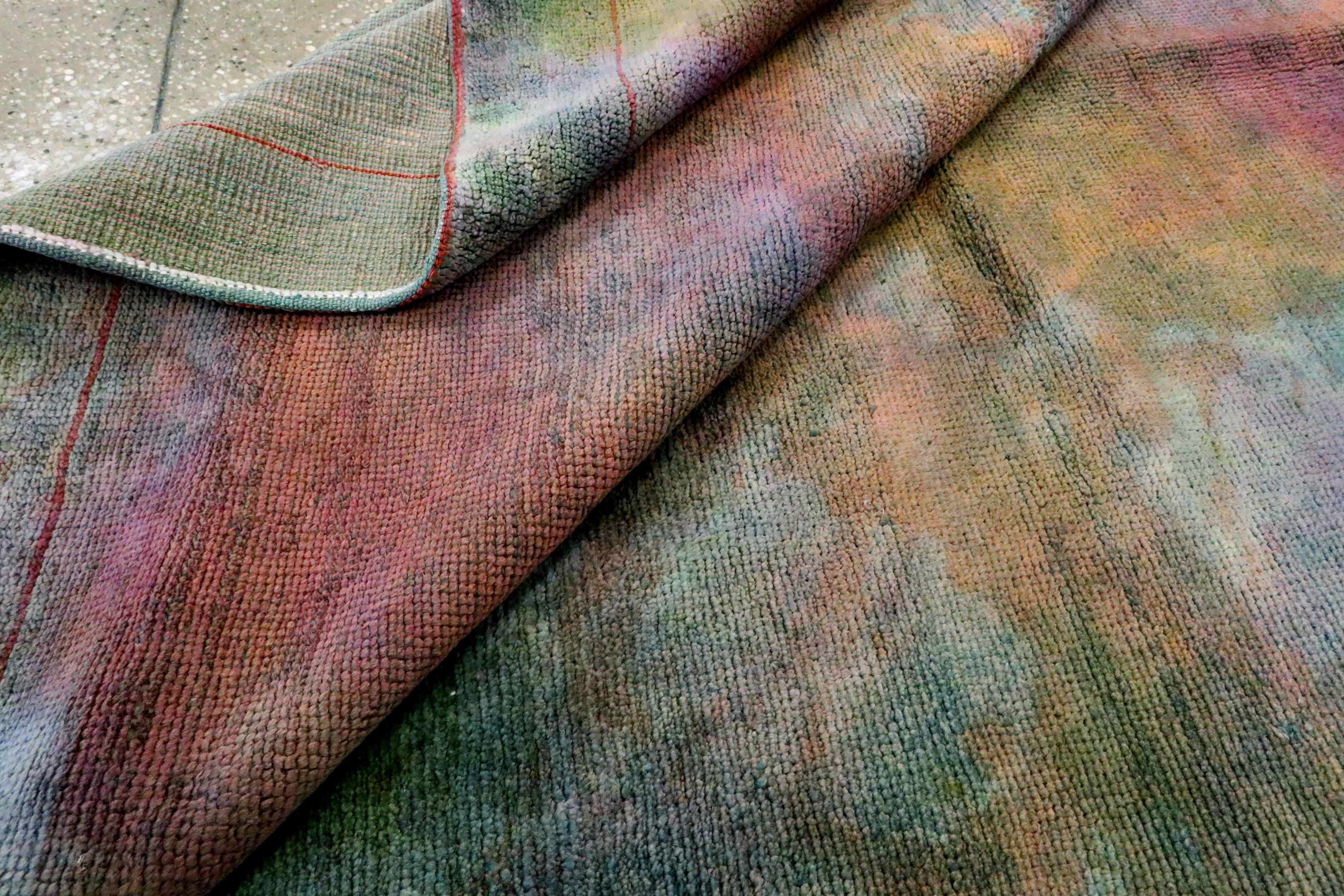 Modern Handmade Turkish Tie-Dye Room Size Rug 7