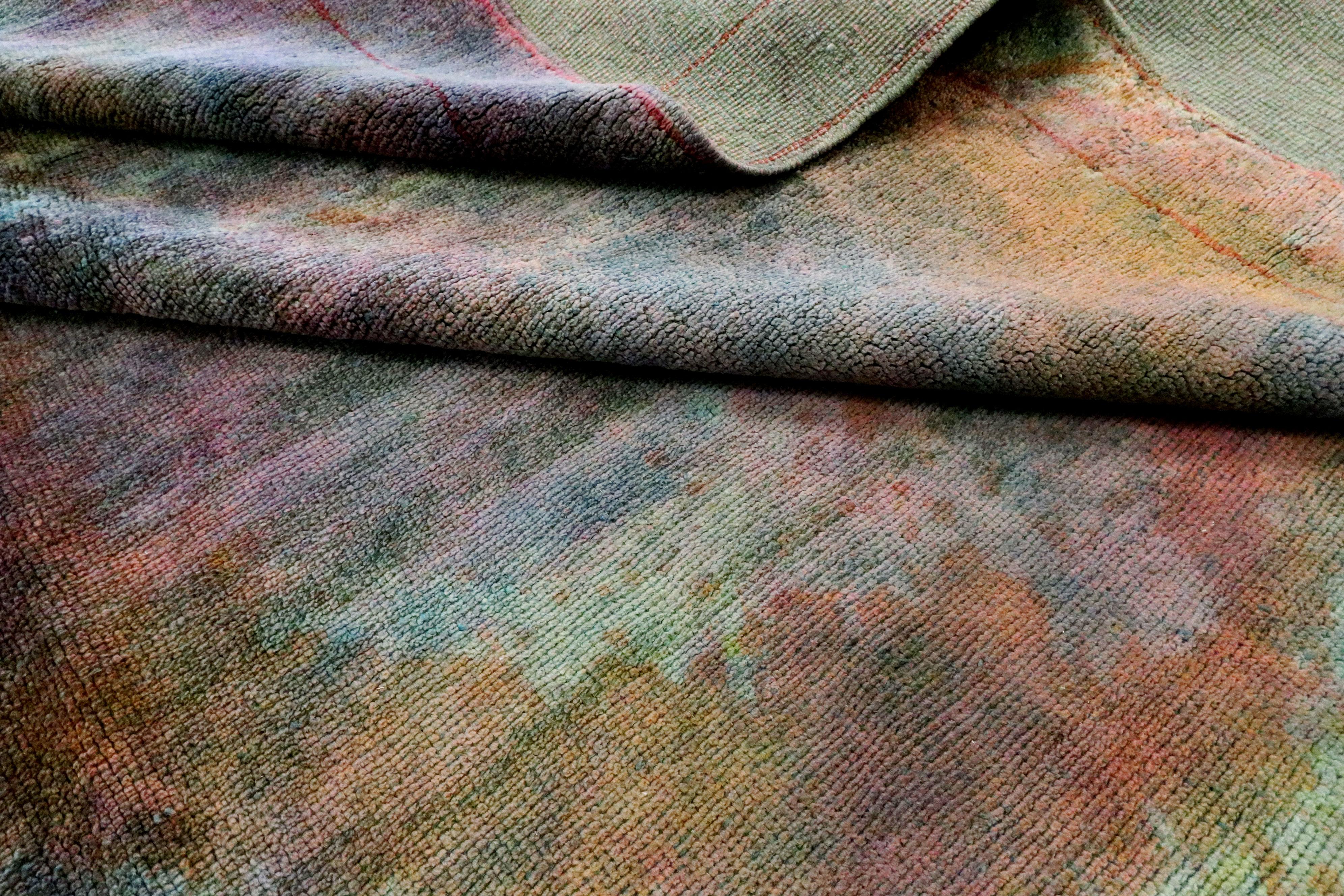 Modern Handmade Turkish Tie-Dye Room Size Rug 8