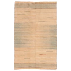 Modern Turkish Beige and Blue Kilim Rug