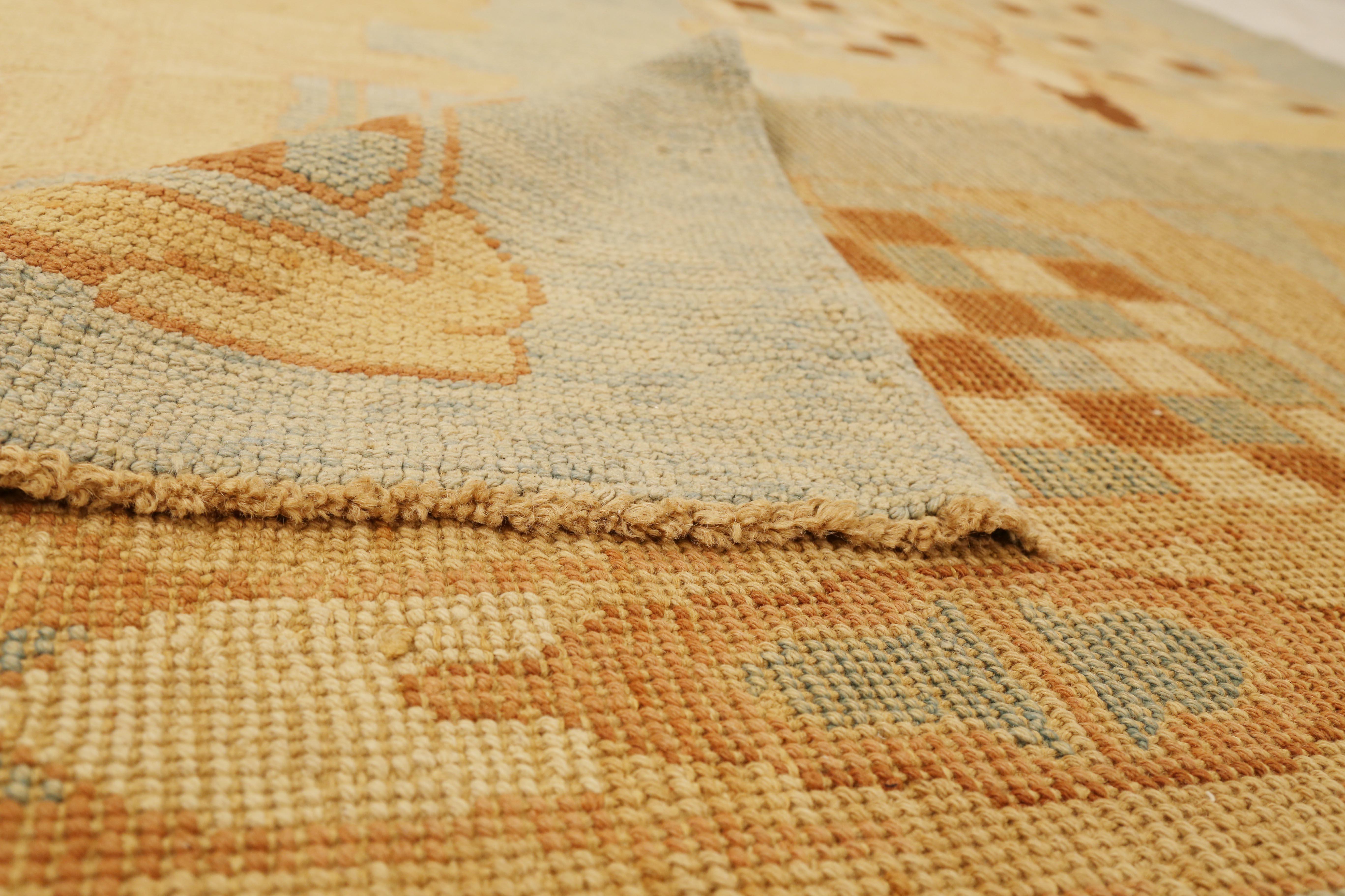 Other Modern Turkish Donegal Rug with Brown and Beige Botanical Patterns For Sale