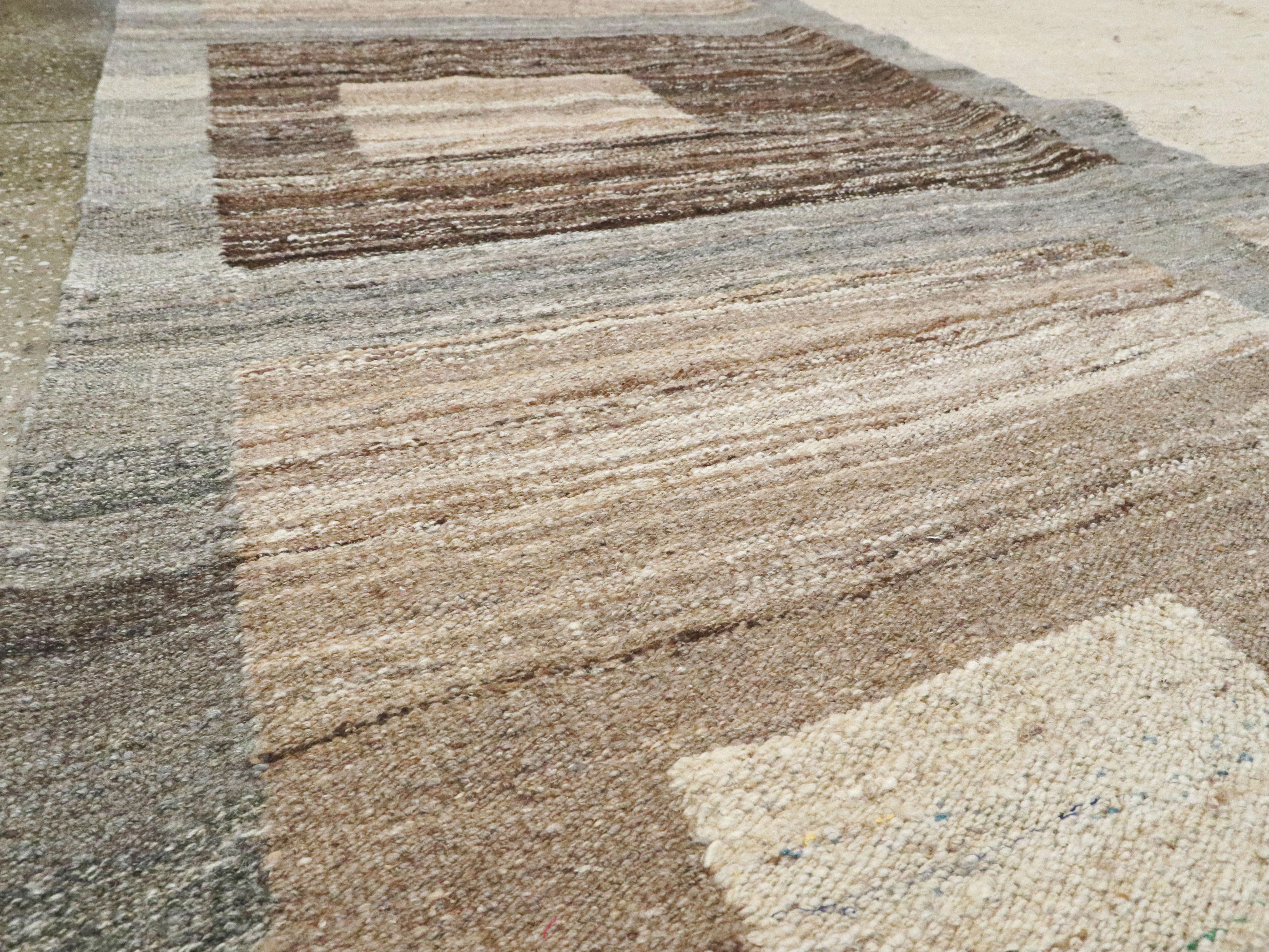 Wool Modern Turkish Flat-Weave Carpet