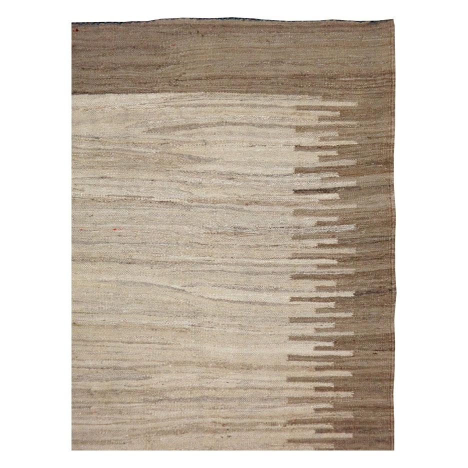 Hand-Woven Modern Turkish Flat-Weave Kilim Rug
