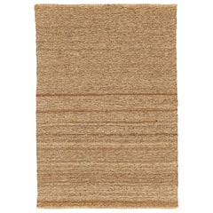 Modern Turkish Flat-Weave Kilim Rug with Brown Stripes on Beige Field