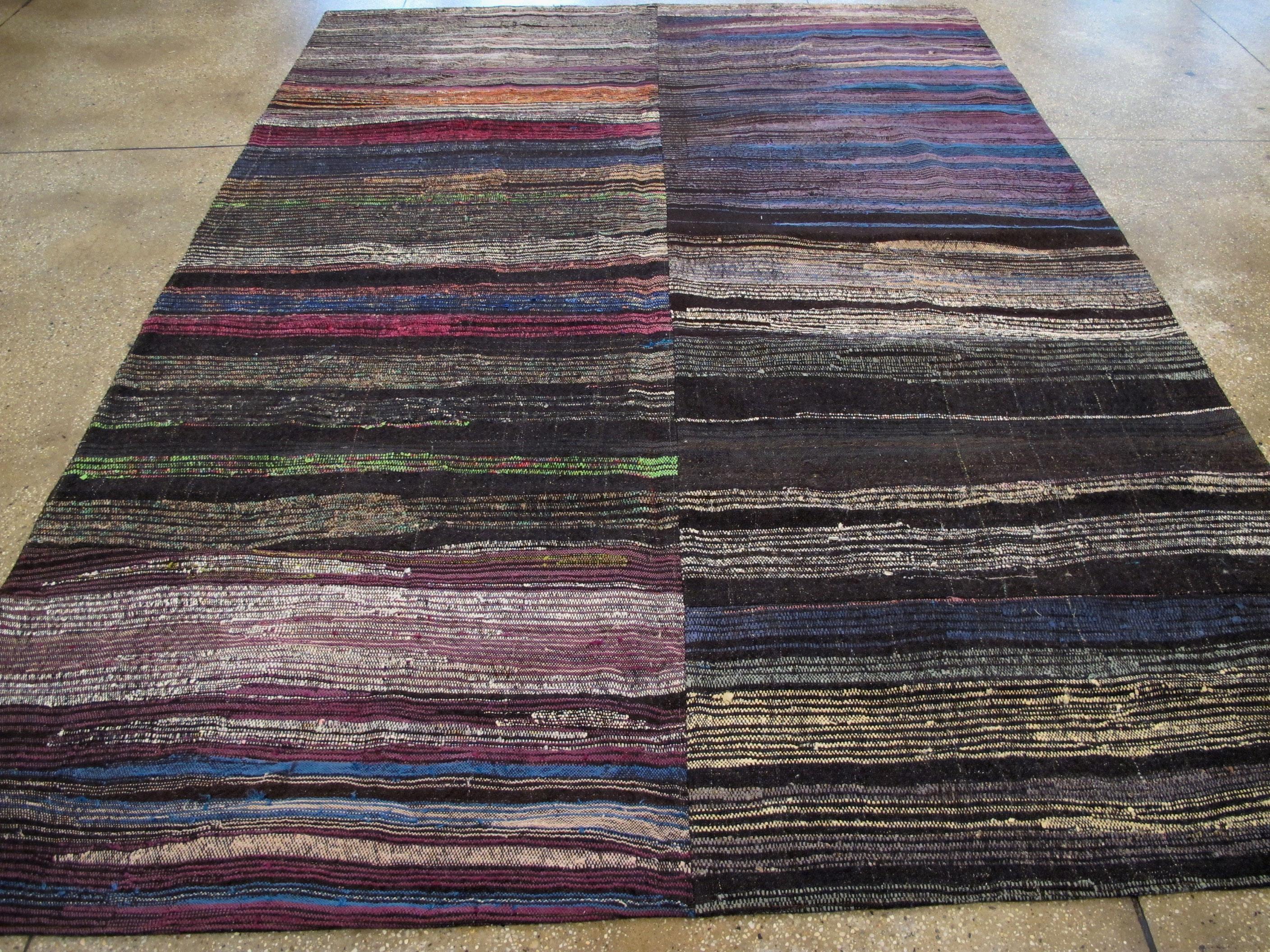 Contemporary Modern Turkish Flat-Weave Rug