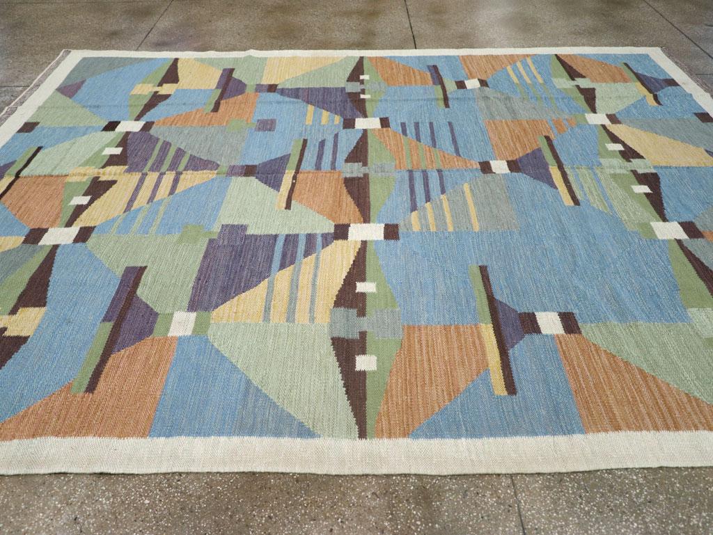 Hand-Woven Modern Turkish Flatweave Kilim Room Size Carpet For Sale