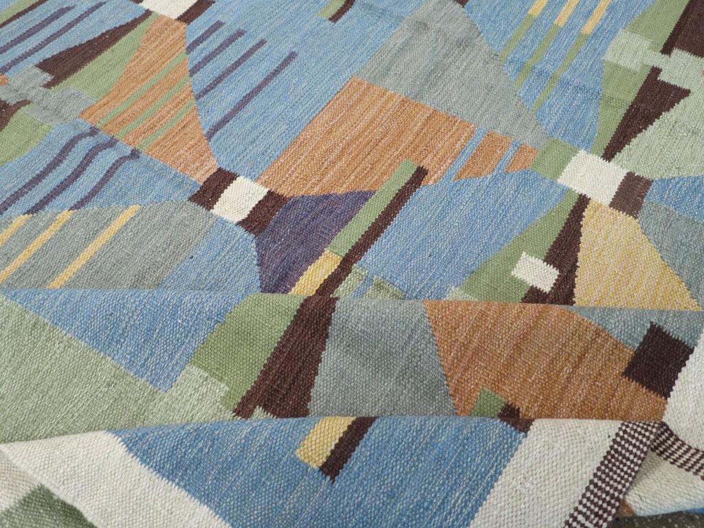 Wool Modern Turkish Flatweave Kilim Room Size Carpet For Sale