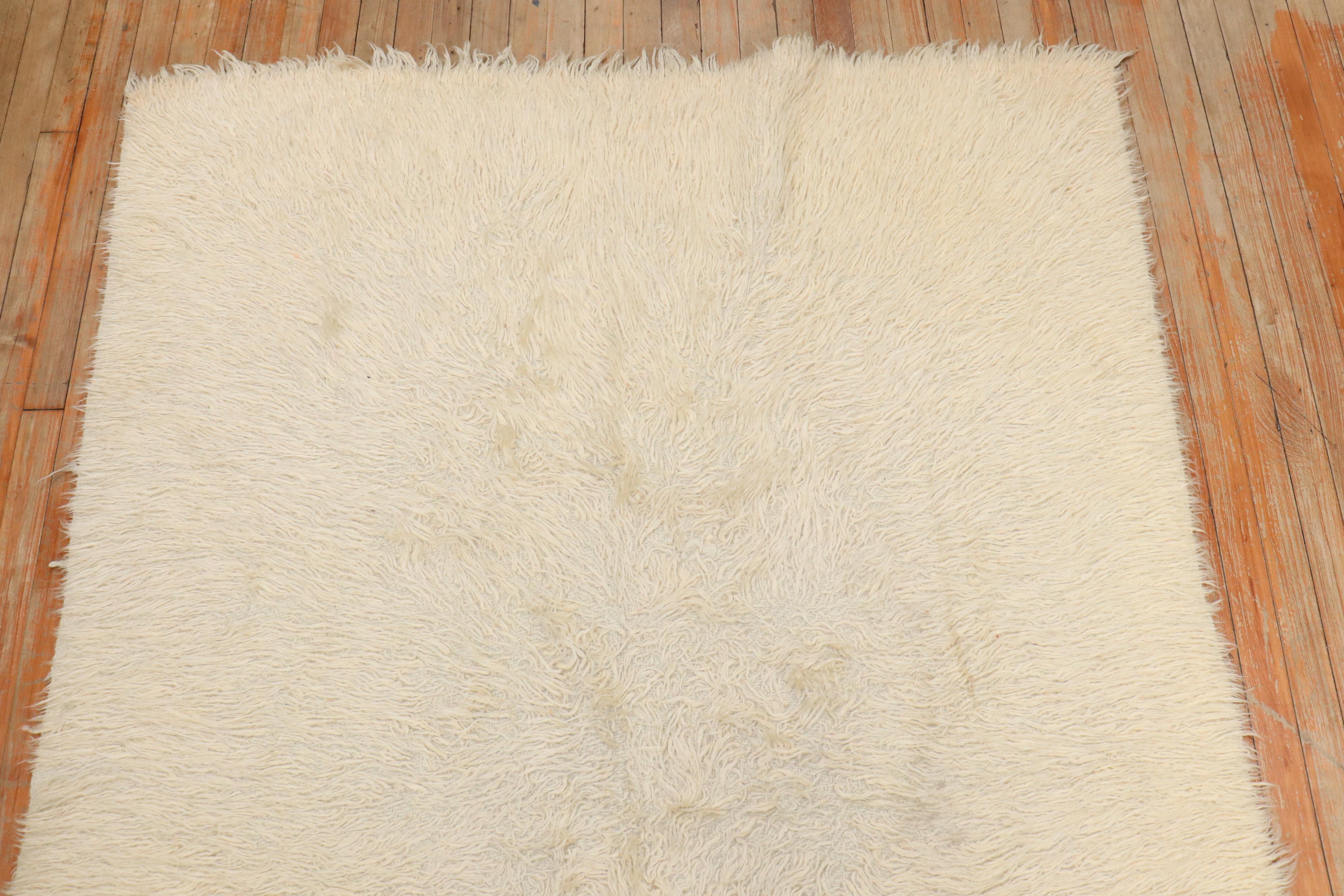 Hand-Knotted Modern Turkish Furry Mohair Rug For Sale