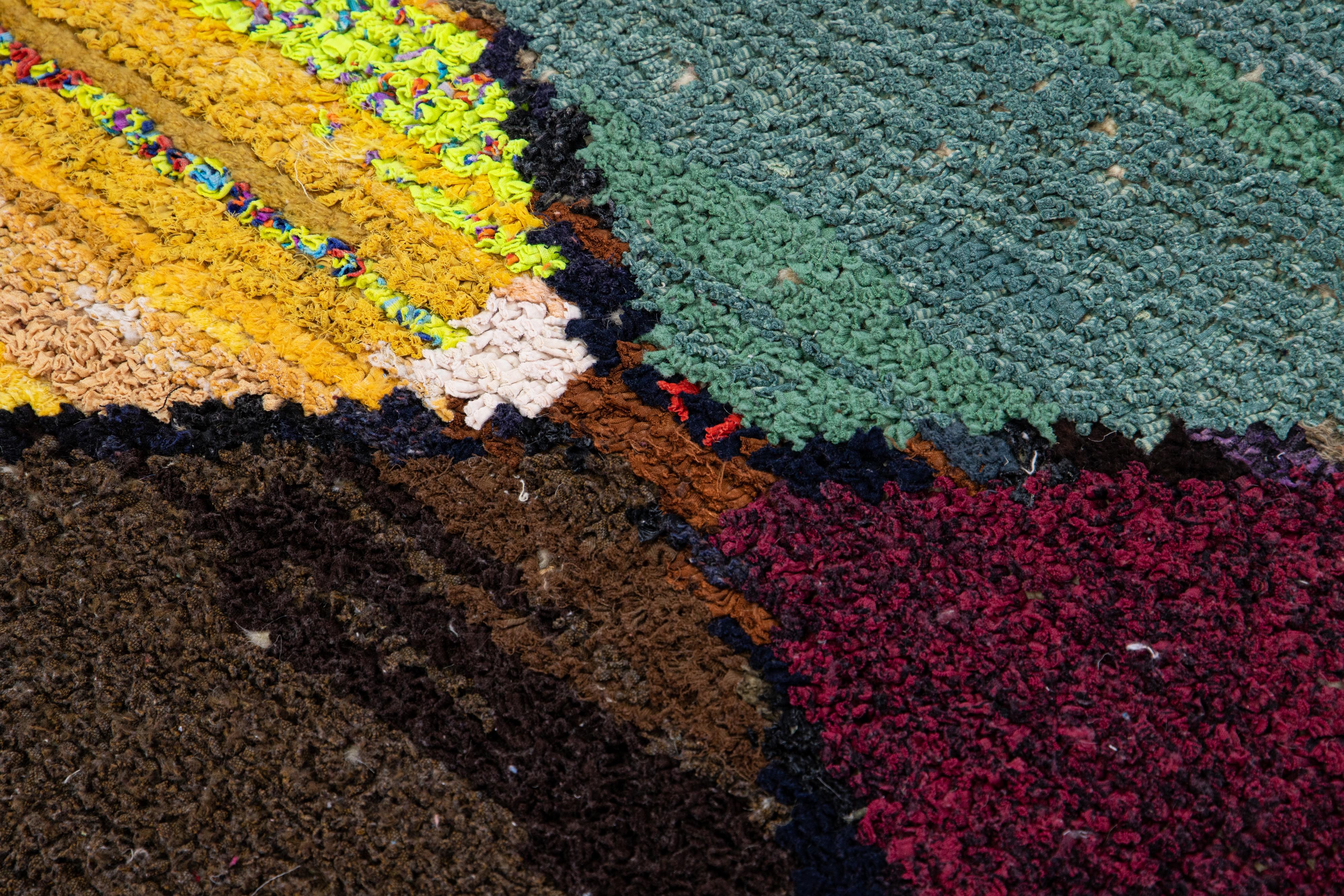 Contemporary Modern Turkish Handmade Multicolor Wool Rug with Expressionism Design For Sale