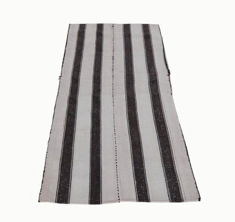 Modern Turkish Kilim Rug with Black Stripes in a White Field For Sale at 1stDibs white rugs