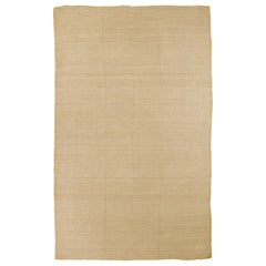 Modern Turkish Kilim Rug with Brown Lines on Ivory Field