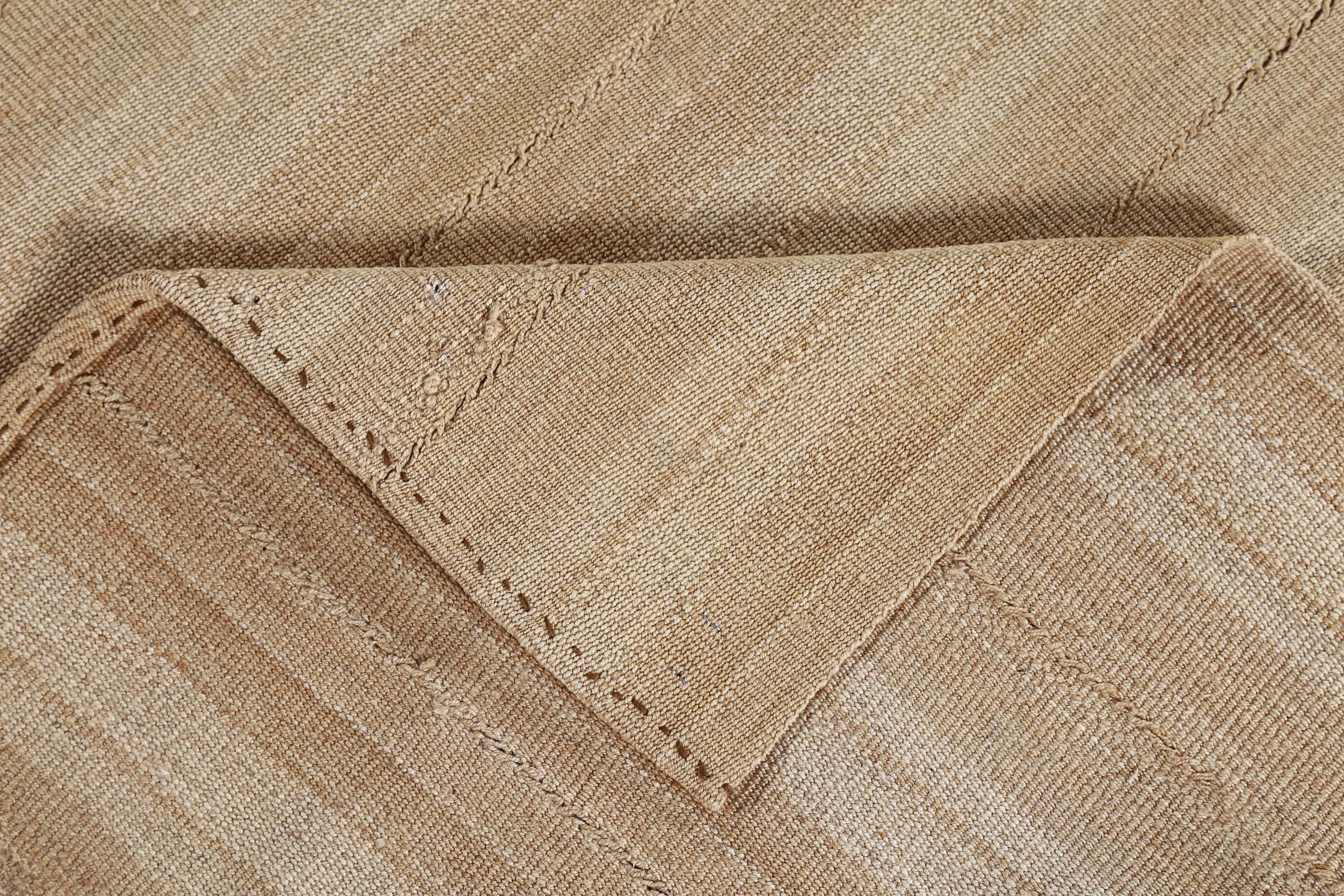 Wool Modern Turkish Kilim Rug with Brown on Beige Field